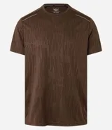 Remera deportiva gris con cuello redondo, mangas cortas, estampa heat print y detalle en los hombros. Confeccionada en tejido de malla con tecnología Dry.