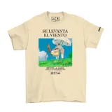 Remera color crema con estampa de la película "Se Levanta el Viento" de Studio Ghibli.