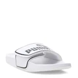 Sandalias Puma Leadcat 2.0 V, color blanco con logo negro.