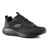 Championes deportivos Skechers Bounder Intread, color negro, con cordones elásticos y plantilla Air-Cooled Memory Foam.