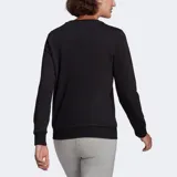 Buzo Adidas de mujer, color negro con logo Adidas en blanco en el frente y las tres tiras características de la marca en blanco en los puños.