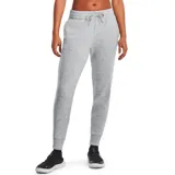 Pantalón de entrenamiento gris de felpa, con cintura elástica y ajuste en los tobillos.