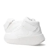 Championes estilo botita color blanco, con cordones y suela alta.