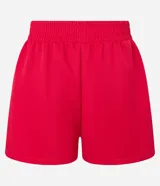 Short sastrero rojo con cintura elástica y bies contrastante lateral.