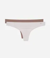 Kit de dos bombachas tipo tanga en microfibra, una color blanco y otra color marrón.