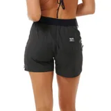 Short de baño negro con estampado de hojas de palmera en los laterales.
