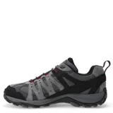 Championes de trekking Merrell Accentor 3, color gris con detalles en negro y rojo.