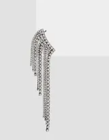 Aros pasantes plateados con tiras colgantes de strass.
