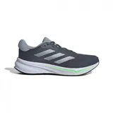 Championes Adidas Response grises con detalles plateados y suela blanca con detalles en verde.