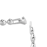 Pulsera plateada con eslabones individuales engarzados con un cristal central brillante y un halo de cristales más pequeños en talla redonda.