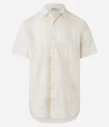 Camisa de manga corta color crema con bordado de cocoteros.