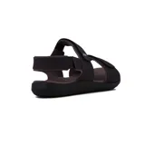 Sandalias marrones con ajuste de velcro en dos tiras y pulsera trasera.