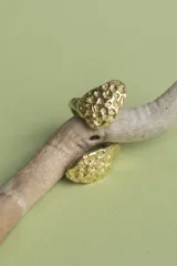 Anillo dorado con diseño de coral marino.
