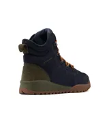 Bota de caña media Columbia Fairbanks Omni-Heat, color azul marino con detalles en verde oliva y suela marrón. Cuenta con tecnología impermeable y transpirable Omni-Tech, forro térmico reflectante Omni-Heat y entresuela TechLite para amortiguación.