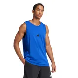 Musculosa azul de hombre Adidas Essentials Tank con logo negro estampado en el pecho.