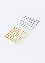 Perlas autoadhesivas en tonos dorado y plateado, ideales para decoración en manualidades.