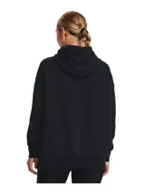 Buzo Under Armour negro de corte holgado, con capucha y cordones ajustables. Logo de la marca estampado en el pecho.