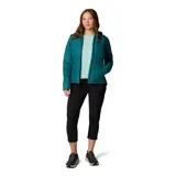 Campera puffer color salmón con capucha, cierre frontal y bolsillos laterales con cierre. Cuenta con tecnología termorreflectante Omni-Heat™ y puños con orificios para los pulgares.