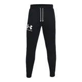 Pantalón de jogging gris jaspeado de Under Armour, modelo Rival Terry Jogger, para hombre. Confeccionado en tejido de felpa suave, con cintura elástica ajustable con cordón y logo de la marca estampado en la pierna izquierda.