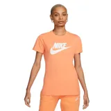Remera deportiva de algodón con logo de Nike en el frente, color naranja, de corte ajustado.