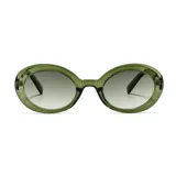 Lentes de sol unisex, color verde oliva, con forma ovalada y filtro UV400.