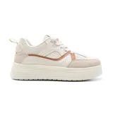 Championes urbanos American Sport Eri, color blanco con detalles en beige y marrón.