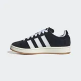 Championes Adidas Campus 00s negros con las tres tiras blancas y suela color caramelo.