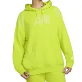 Buzo deportivo Nike color verde flúor con capucha y bolsillo tipo canguro. Presenta el logo "AIR" estampado en el frente y detalles de malla en los hombros.
