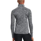 Remera Under Armour Tech de mujer, color gris jaspeado, de manga larga con medio cierre frontal y cuello alto.
