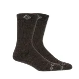 Pack de dos pares de calcetines Columbia Wool Blend para hombre, color marrón jaspeado, con logo de la marca en el tobillo. Talle 6-12.