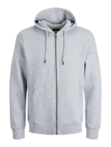 Canguro con cierre de cremallera, capucha con cordones ajustables y bolsillos laterales.