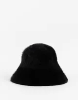 Sombrero tipo bucket de pelo sintético color negro.