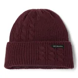 Gorro de lana Columbia color borgoña con diseño trenzado y logo de la marca en etiqueta cosida. Cuenta con banda interior de polar para mayor abrigo.