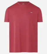Remera deportiva blanca de poliéster, con cuello redondo, mangas cortas y recortes laterales.