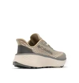 Championes de trail running Columbia Konos Trillium ATR para mujer, color beige con detalles en gris. Parte superior de malla transpirable con refuerzos, entresuela Techlite+ para amortiguación y suela Adapt Trax para tracción en terrenos secos y mojados.