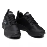 Championes Skechers Go Run Consistent color negro, con capellada de malla balística, amortiguación Ultra Light y plantilla Air-Cooled Goga Mat.