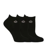 Pack de tres pares de calcetines bajos negros con logo bordado en color rosa.