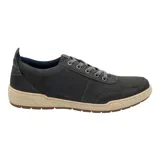 Championes urbanos Hush Puppies modelo Draper, color azul marino, confeccionados en cuero, con cordones grises, plantilla Smart Foam® y suela de goma color beige.