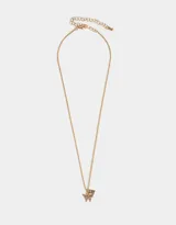 Set de tres collares dorados con dije de mariposa con strass y dije rectangular con la inscripción "BFF".