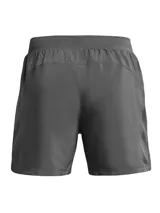 Short deportivo Under Armour Launch de 5 pulgadas, color verde lima, con logo reflectivo en el lateral.