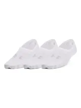Pack de tres pares de medias Under Armour Breathe Lite Ultra de corte bajo, color blanco, confeccionadas en tejido transpirable que absorbe el sudor.
