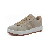 Championes deportivos Le Groupe color beige con detalles en marrón, suela blanca y cordones beige.