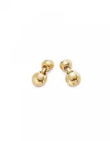 Pendientes dorados con dos bolas colgantes, bañados en oro de 18k.