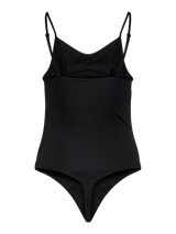 Body negro de jersey con escote camisole, sin mangas y tirantes finos.