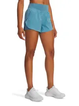 Short deportivo de mujer Under Armour Vanish 2in1, color celeste, con cintura elástica ancha y calza interior incorporada.