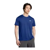 Remera deportiva negra de manga corta, con logo Under Armour estampado en blanco en el pecho.