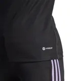 Buzo deportivo Adidas Tiro 23 para mujer, color negro con detalles en violeta y cierre corto en el cuello.