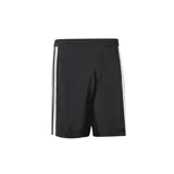 Shorts Adidas Essential Chelsea 3 Tiras, color negro con logo y tres tiras blancas en los laterales.