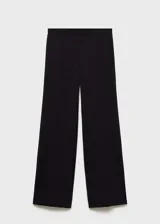 Pantalón de punto verde militar, de tiro medio, corte recto y diseño largo.