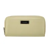 Monedero rojo de simil cuero con doble cierre metálico y logo Terrano en el frente.